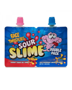 Face Twisters Sour Slime Double Pack Cherry/Blue Raspberry - 1.4oz (40g)