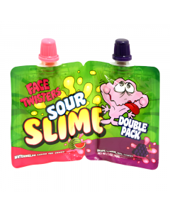 Face Twisters Sour Slime Double Pack Watermelon/Grape - 1.4oz (40g)